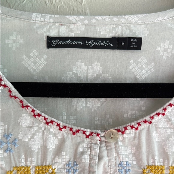 Gudrun Sjoden White Embroidered 3/4 Sleeve Tunic - Picture 4 of 8